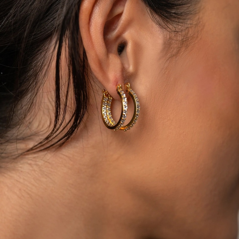 Crystal Haze Mini Serena Hoops - Clear - Picture 4 of 8
